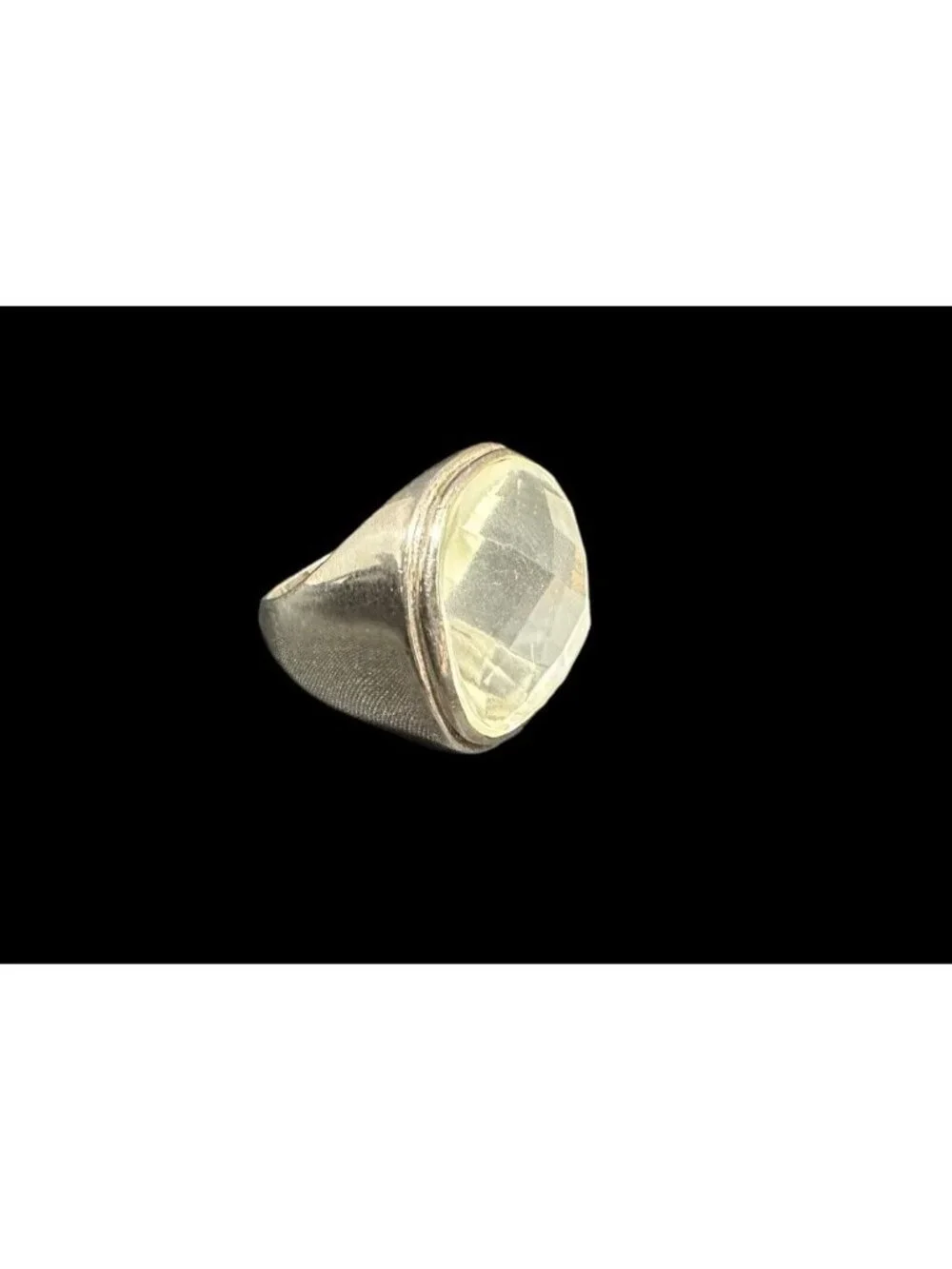 925 FAS Faceted Quartz Mother of Pearl Dome Cocktail Wide Ring Size 8.25